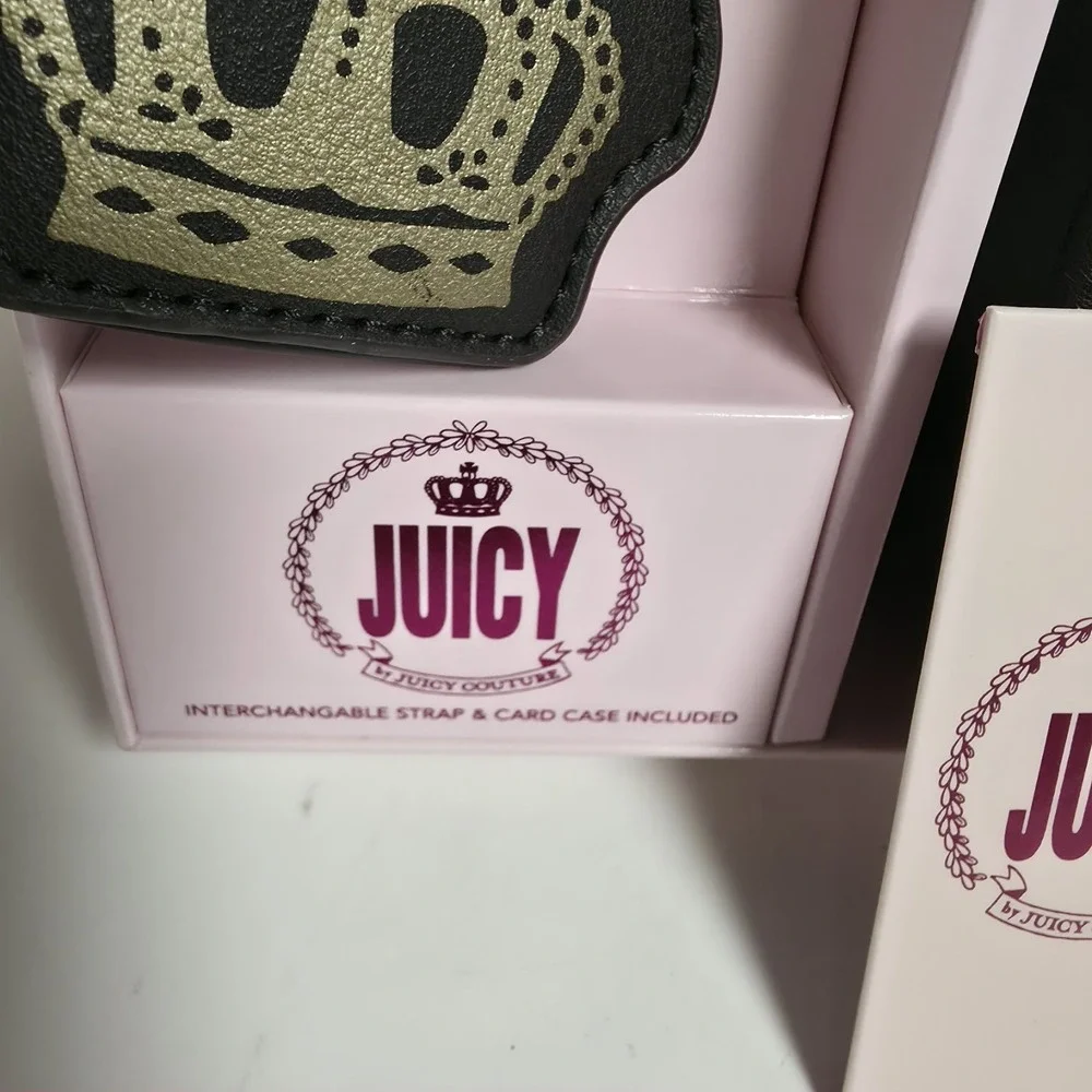 New Juicy Couture Heritage Crossbody W/ Strap & Card Case Black Gift Set Y2K